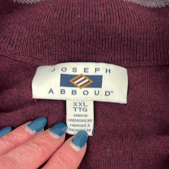 Joseph Abboud Men's Casual Burgundy ¼ Zip Mock Neck Sweater - Picture 4 of 9